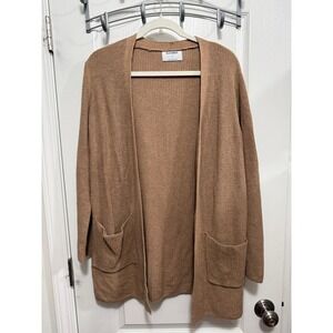 Old Navy Womens Ribbed Open Front Cardigan Sweater Camel Brown Medium Pockets